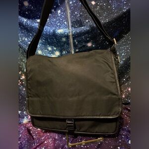 Prada Black Nylon Messenger Bag.